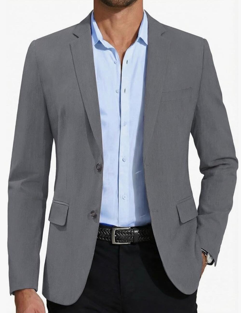 Coofandy Mens Gray Casual Blazer Sport Coat Jacket Lightweight Suit Size 2XL